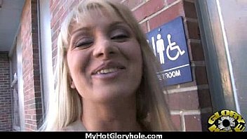 Babe sucks and fucks black cock at gloryhole 7