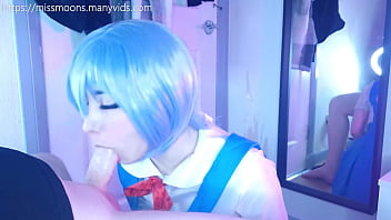 Rei ayanami first time fucks rough with her big oiled ass