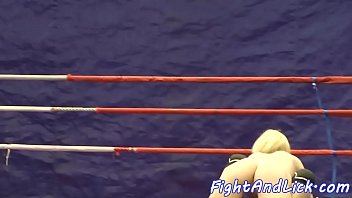 Lesbian orally pleasured in boxing ring