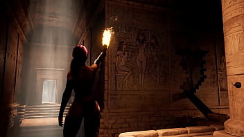 Lara cosplays as tifa a horny stone statue's big cock fucks her tight pussy hard