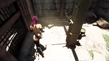 Lara cosplays as tifa a horny stone statue's big cock fucks her tight pussy hard