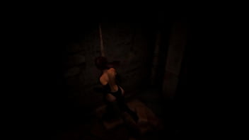 Lara cosplays as tifa a horny stone statue's big cock fucks her tight pussy hard