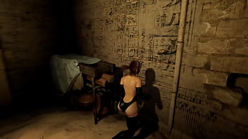 Lara cosplays as tifa a horny stone statue's big cock fucks her tight pussy hard