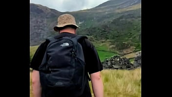 Public blowjob on the mountains with huge cumload