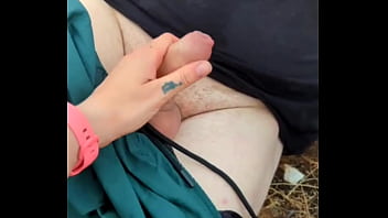 Public blowjob on the mountains with huge cumload