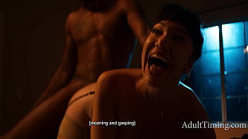 Busty girl and her black boyfriend fight off an evil spirit while having sex