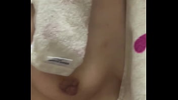 Beautiful busty married woman nude before sex looking forward to filming nipples were washed clean