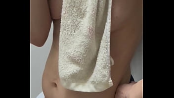 Beautiful busty married woman nude before sex looking forward to filming nipples were washed clean