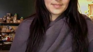 Horny chick being naughty at work