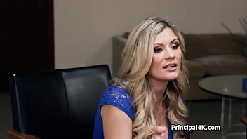 Soccer mom rides dick on principals chair