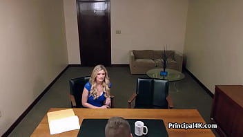 Soccer mom rides dick on principals chair