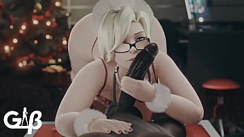 Mercy from overwatch giving sloppy toppy