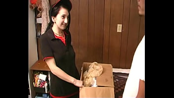 Samara mae pierced delivery girl gives hand job with facial