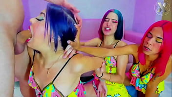 Real sleepover of these beautiful girls with their stepbrother