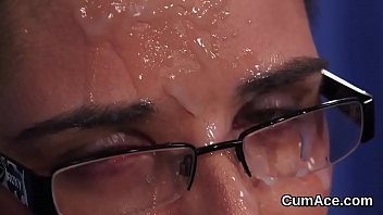 Unusual peach gets sperm load on her face swallowing all the spunk