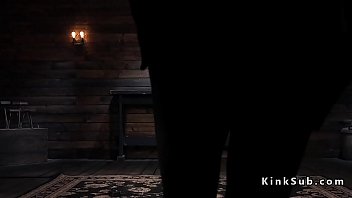 Double penetrated on fucking machine