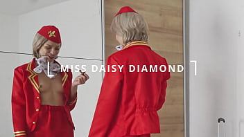 Horny flight attendant has big squirt orgasm