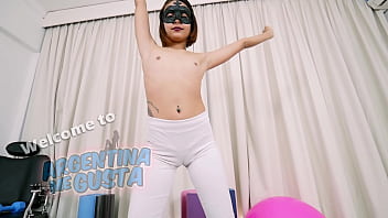 Amazing petite babe has huge puffy cameltoe and perfect round ass