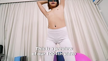 Amazing petite babe has huge puffy cameltoe and perfect round ass