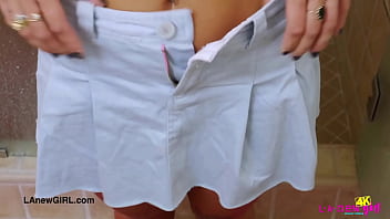 Charming blonde model enjoys a sensual bath