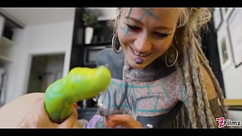 Heavily tattooed girl loves having her friends assholes open wide