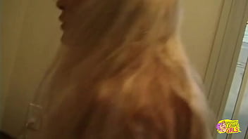 A blonde babe cant stop cumming when her lesbian lover plows her pussy raw