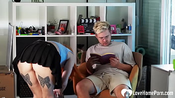 Redhead covered with tattoos rides my cock