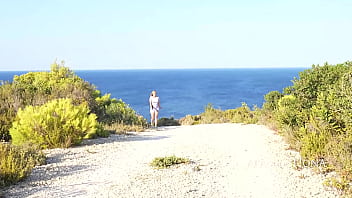 Wetting sweatpants and panties on a barefoot morning walk