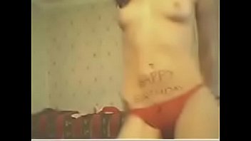 Amateur woman says happy birthday the right way on a webcam