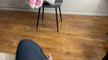 Horny brunette gf sucks cock pov and takes the load