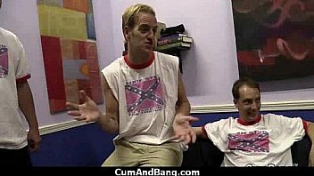 Ebony chick hard fuck in interracial group 25