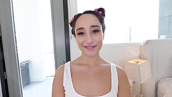 Isabella nice cute pigtails petite spinner huge cock deepthroat blowjob and cum swallow