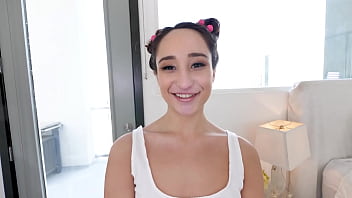 Isabella nice cute pigtails petite spinner huge cock deepthroat blowjob and cum swallow