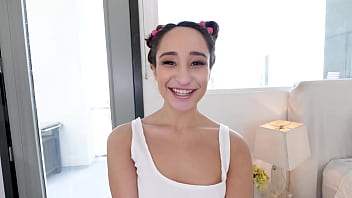 Isabella nice cute pigtails petite spinner huge cock deepthroat blowjob and cum swallow