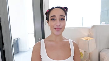 Isabella nice cute pigtails petite spinner huge cock deepthroat blowjob and cum swallow