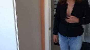 I show off and start touching myself so my stepson can jerk off and cum in front of me