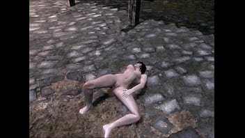 A lonely large breasted woman masturbates in public