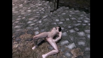 A lonely large breasted woman masturbates in public