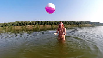 I play ball in the lake