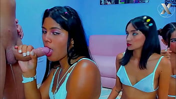 Wild Throat Expansion For This Brunette Slut In Orgy With Her Bisexual Friends thumbnail