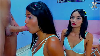 Wild throat expansion for this brunette slut in orgy with her bisexual friends