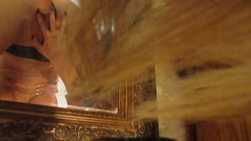 Fucking my tight little pussy in the mirror with my dildo