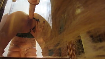 Fucking my tight little pussy in the mirror with my dildo