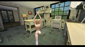 Beautiful blonde babe touching herself alone at home