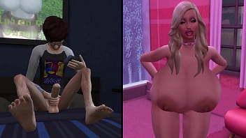 Pervert masturbating to a busty bimbo Pervert masturbating to a busty bimbo