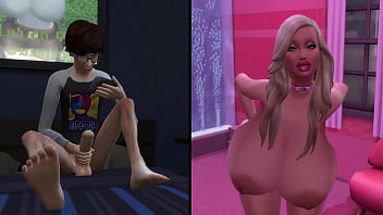 Pervert masturbating to a busty bimbo Pervert masturbating to a busty bimbo