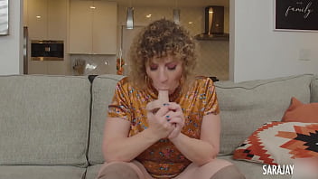 Sassy sara jay gotta take her thong off to dildo fuck herself better