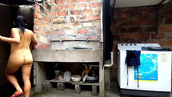 Horny neighbor enters my humble bathroom fucking my neighbor squirts cums