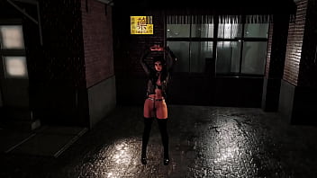 Young prostitute ellie williams lures customers by dancing in the rain