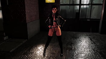 Young prostitute ellie williams lures customers by dancing in the rain